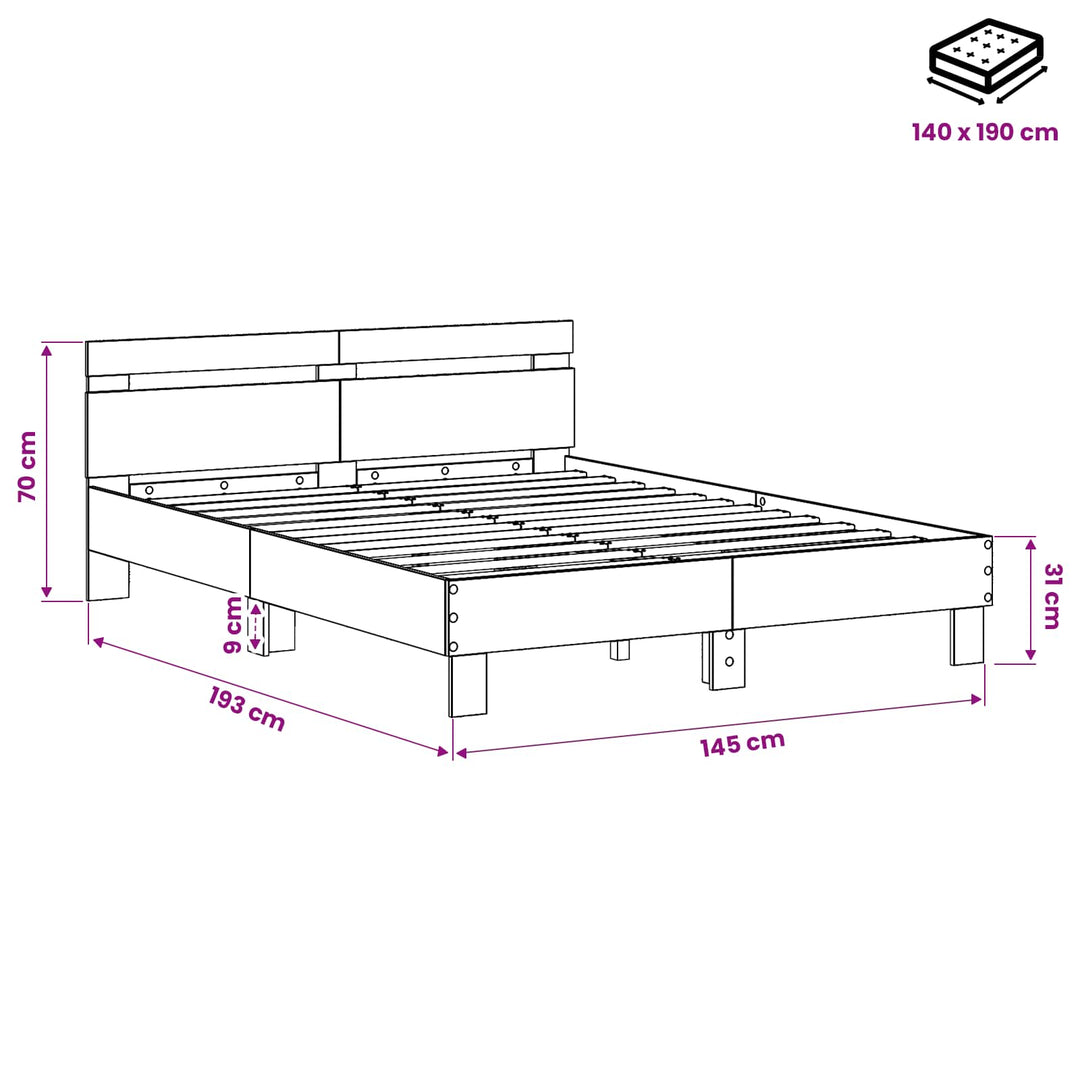 Sengestel Artisan-eg 140 x 190 cm Konstrueret træ