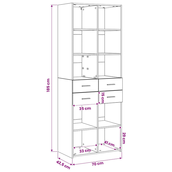 Bogreol Sort eg 30 x 42.4 x 185.2 cm