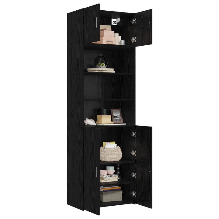 Opbevaringsskab med hylder Sort eg 70 x 42,5 x 225 cm