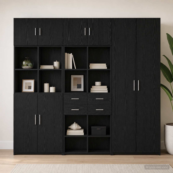 Opbevaringsskab med hylder Sort eg 70 x 42,5 x 225 cm