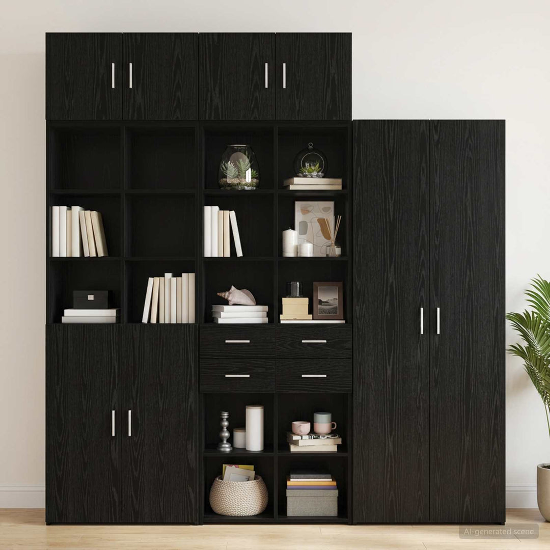 Opbevaringsskab med hylder Sort eg 70 x 42,5 x 225 cm