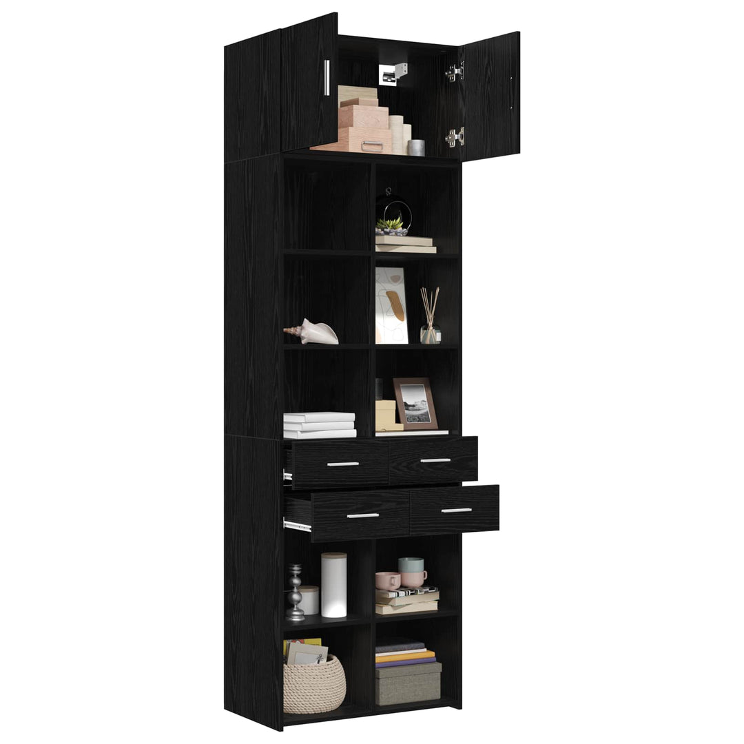 Opbevaringsskab med hylder Sort eg 70 x 42,5 x 225 cm