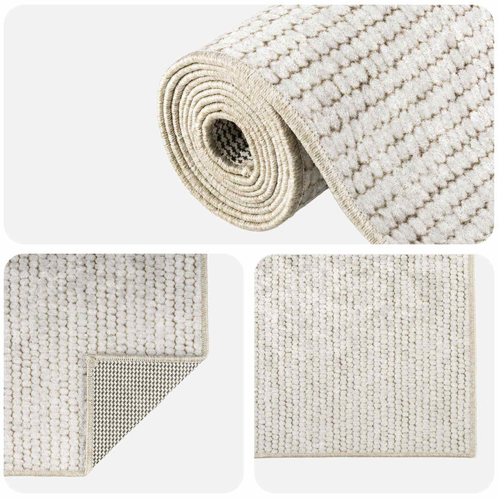 Tæppe Cremefarvet 100 x 150 cm 100% polyester 3 mm Vaskbar