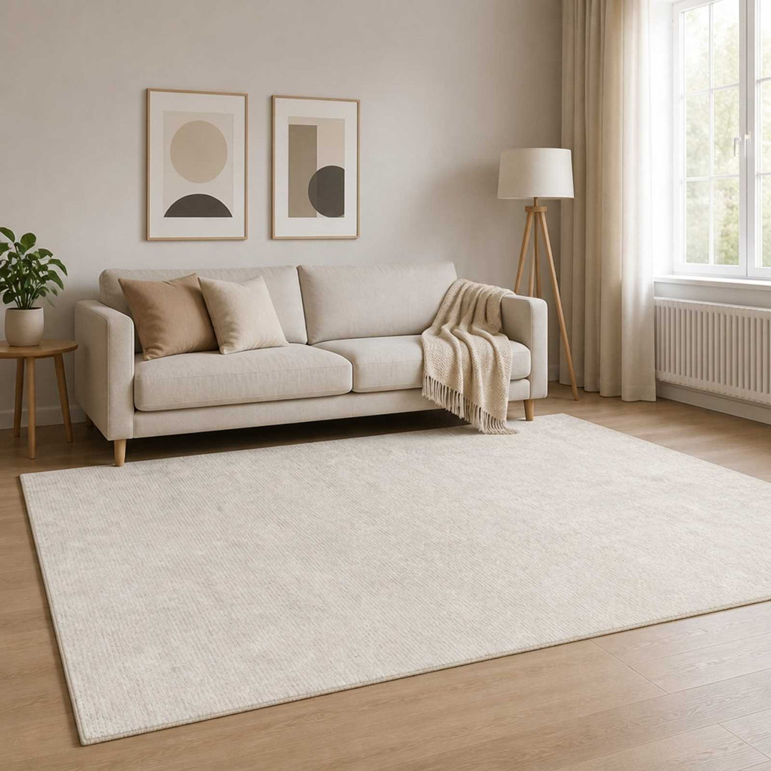 Tæppe Cremefarvet 120 x 180 cm 100% polyester 3 mm Vaskbar