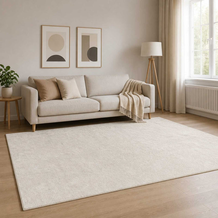 Tæppe Cremefarvet 120 x 180 cm 100% polyester 3 mm Vaskbar