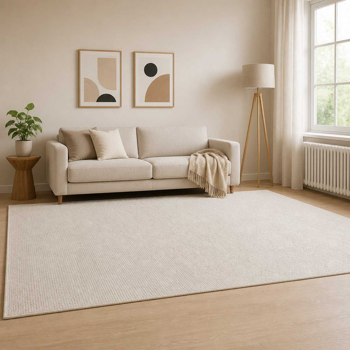 Tæppe Cremefarvet 160 x 230 cm 100% polyester 3 mm Vaskbar
