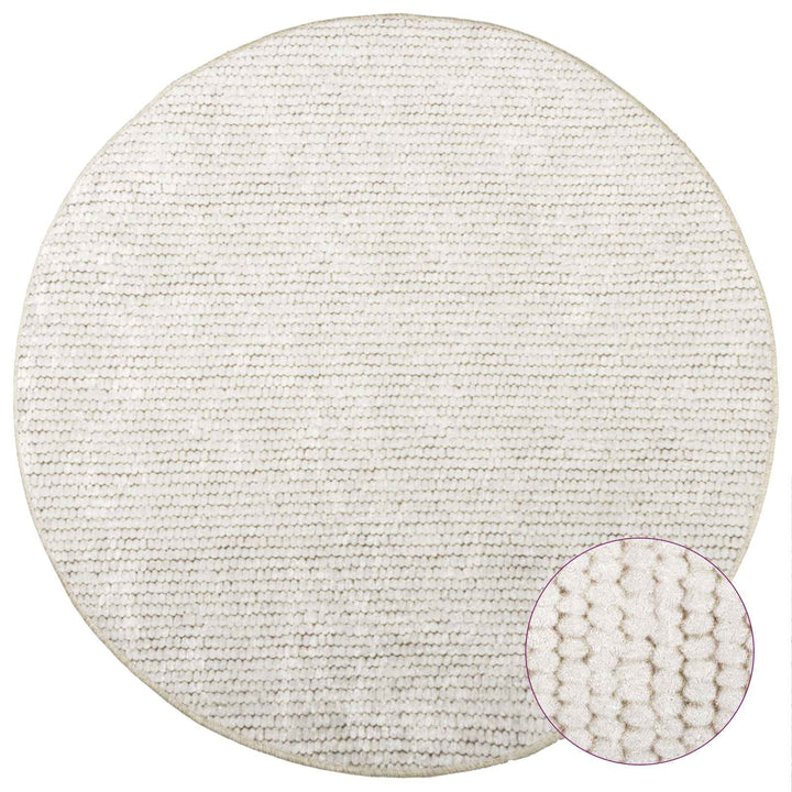 Tæppe Cremefarvet Ø 120 cm 100% polyester 3 mm Vaskbar