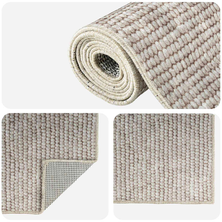 Tæppe Beige 50 x 250 cm 100% polyester 3 mm Vaskbar