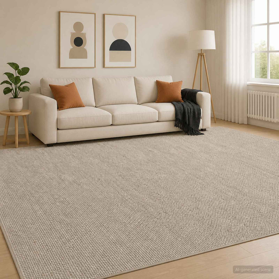Tæppe Beige 300 x 400 cm 100% polyester 3 mm Vaskbar