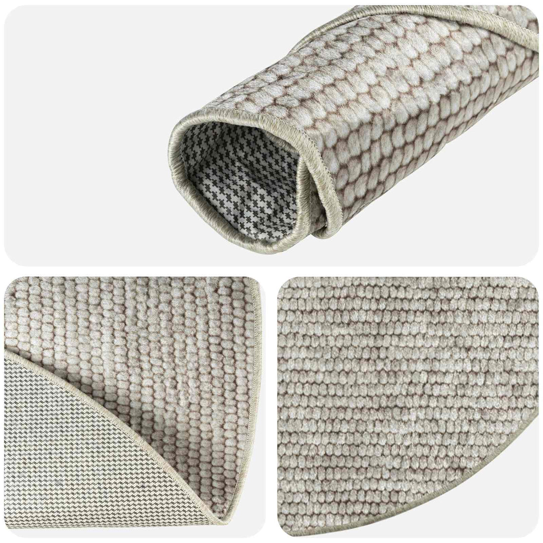 Tæppe Beige Ø 120 cm 100% polyester 3 mm Vaskbar