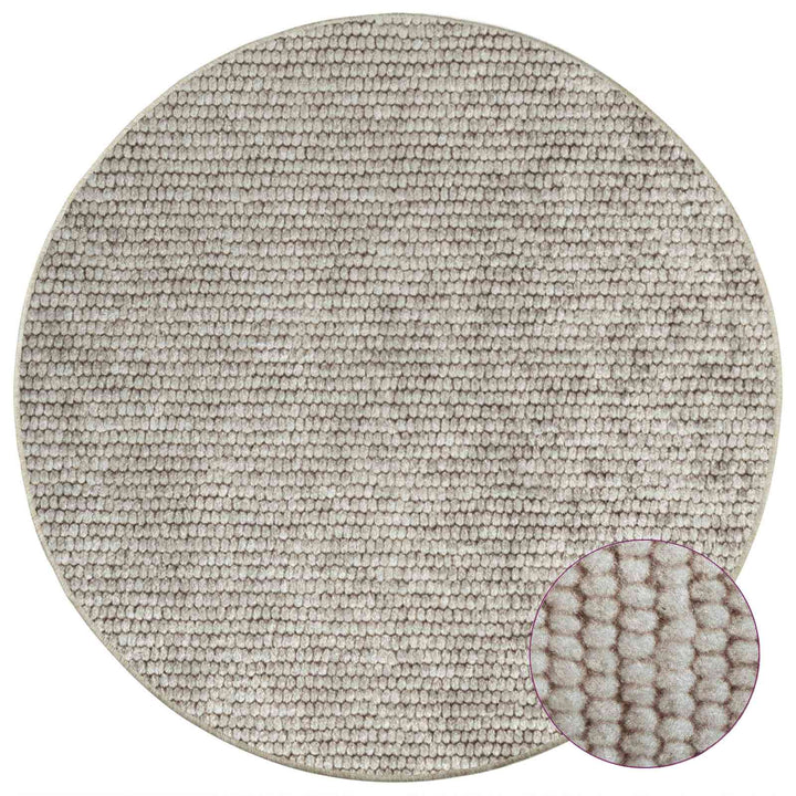 Tæppe Beige Ø 120 cm 100% polyester 3 mm Vaskbar