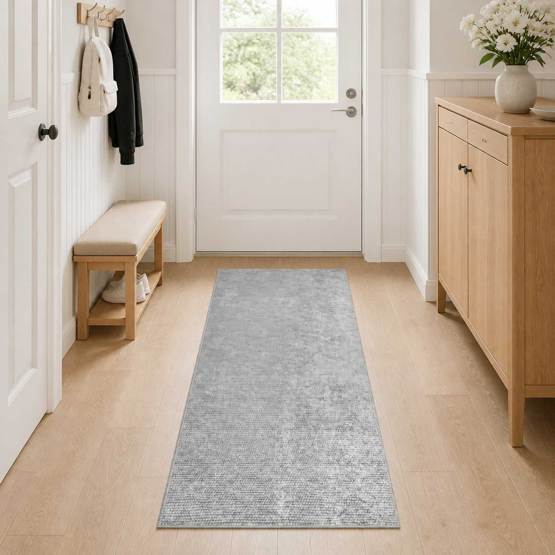 Tæppe Grå 100 x 400 cm 100% polyester 3 mm Vaskbar