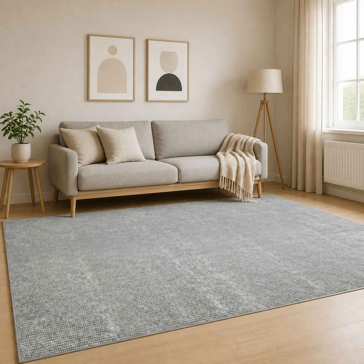 Tæppe Grå 190 x 300 cm 100% polyester 3 mm Vaskbar