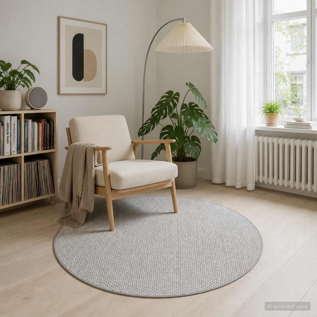Tæppe Grå Ø 120 cm 100% polyester 3 mm Vaskbar
