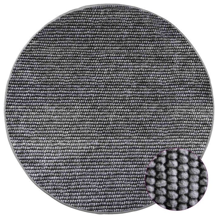 Tæppe Antracit Ø 120 cm 100% polyester 3 mm Vaskbar