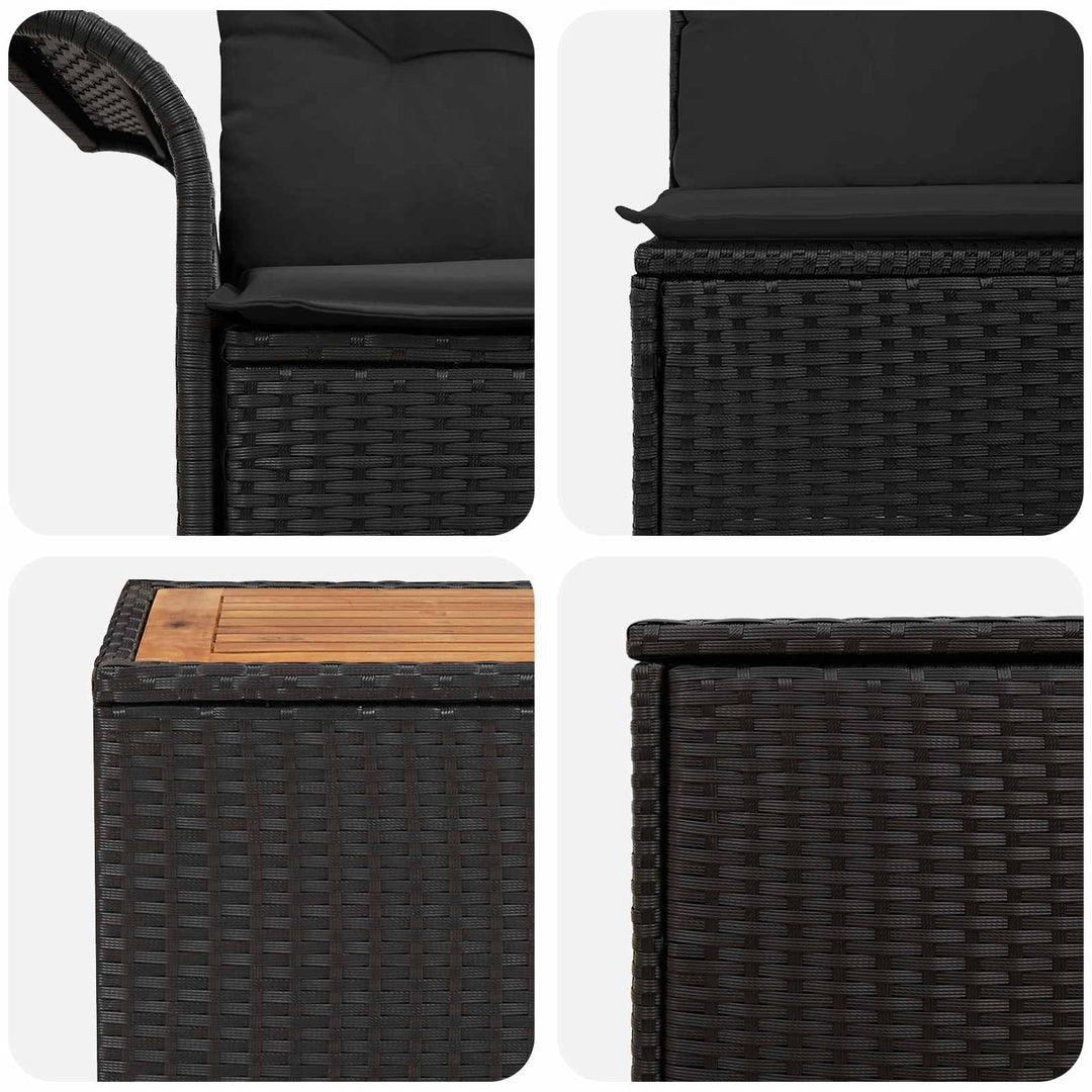 Sofa Sæt 6 stk. Sort Poly Rattan og Stål