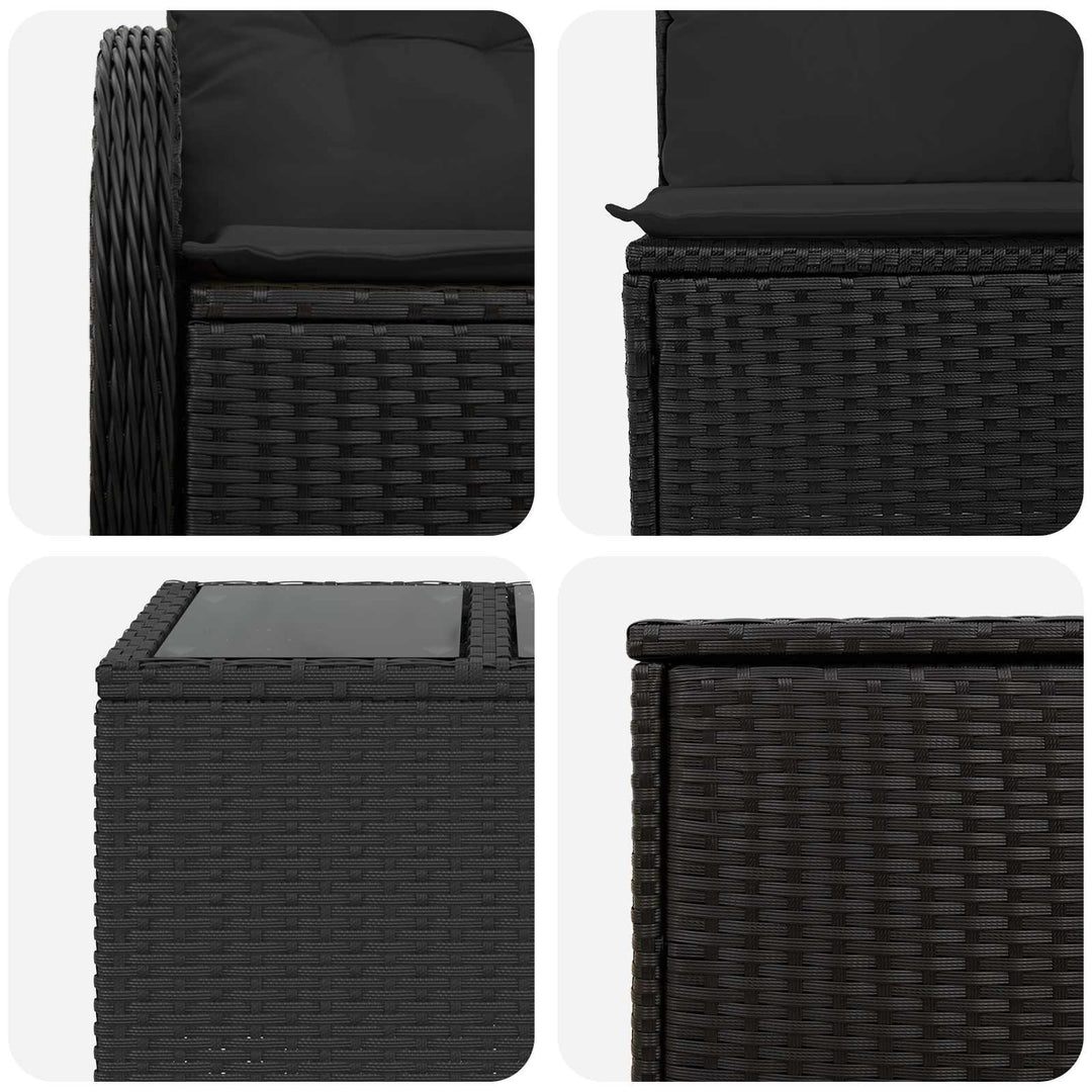 Sofa Sæt 6 stk. Sort Poly Rattan og Stål