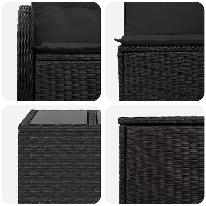 Sofa Sæt 6 stk. Sort Poly Rattan og Stål