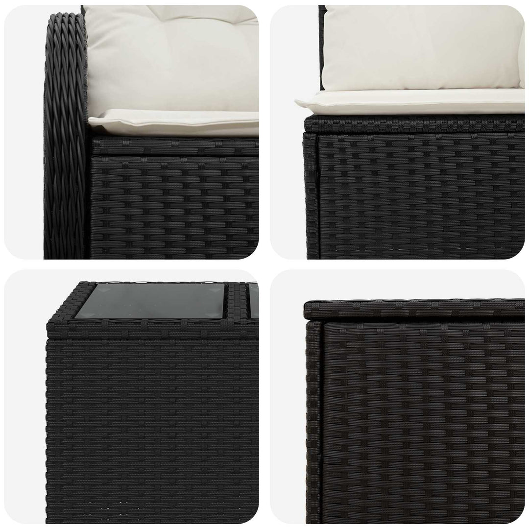Sofa Sæt 6 stk. Sort og Cremehvid Poly Rattan og Stål