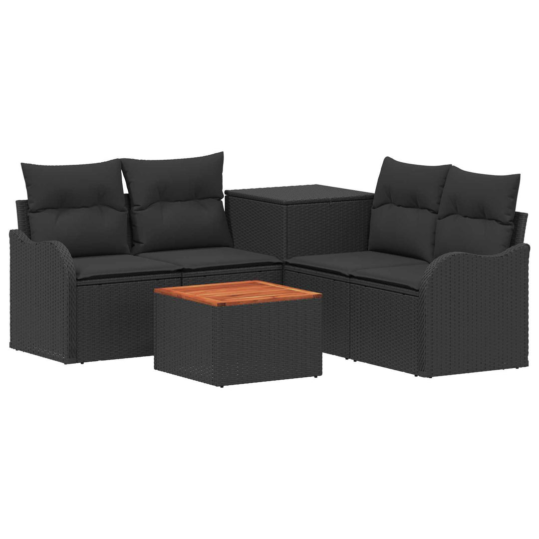 Sofa Sæt 6 stk. Sort Poly Rattan og Stål