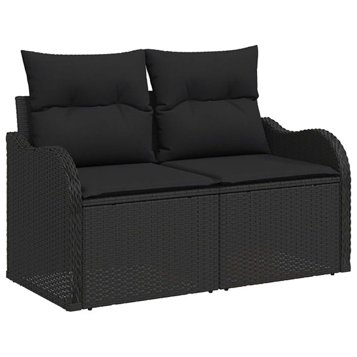 Sofa Sæt 6 stk. Sort Poly Rattan og Stål