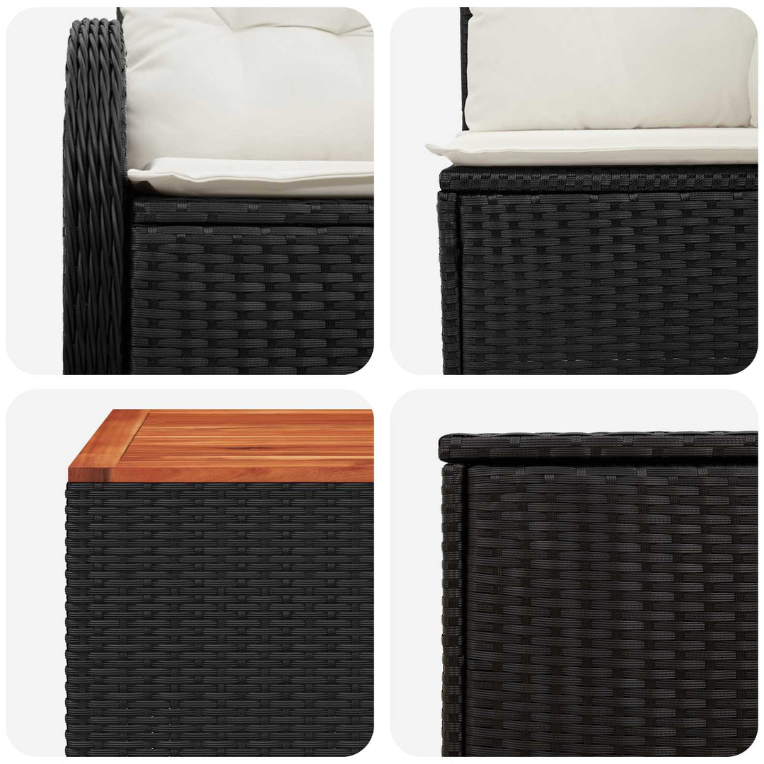 Sofa Sæt 6 stk. Sort og Cremehvid Poly Rattan og Stål