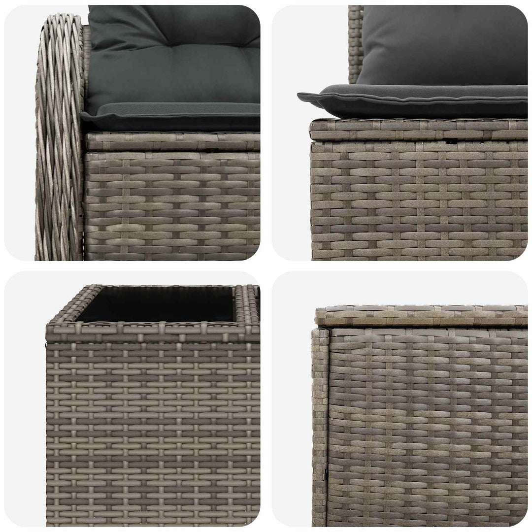 Sofa Sæt 6 stk. Grå og Mørkegrå Poly Rattan og Stål