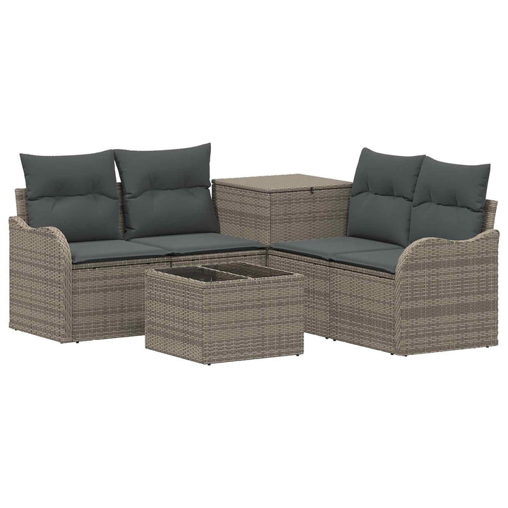 Sofa Sæt 6 stk. Grå og Mørkegrå Poly Rattan og Stål