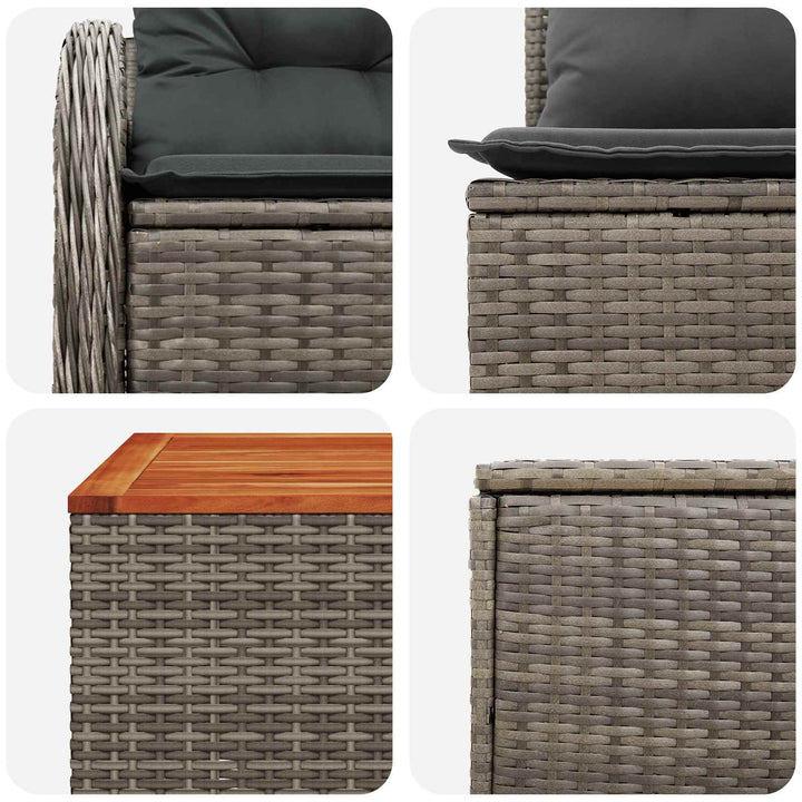 Sofa Sæt 6 stk. Grå og Mørkegrå Poly Rattan og Stål