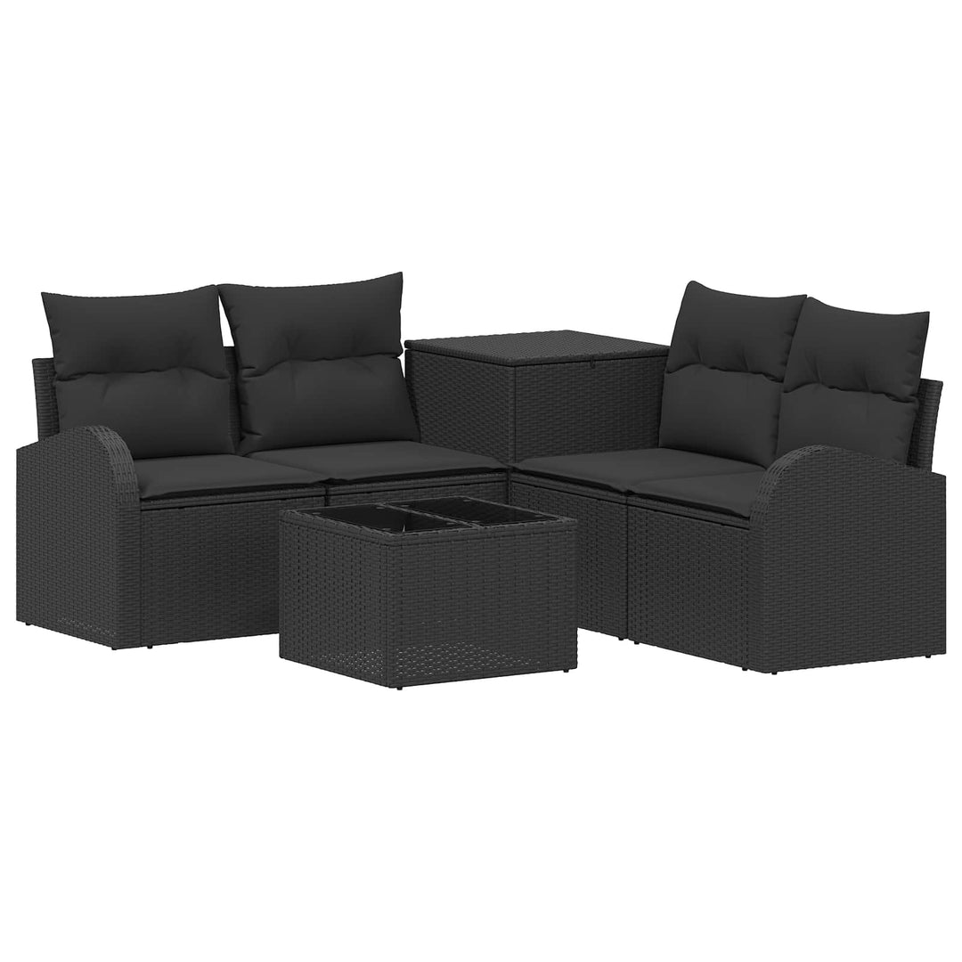 Sofa Sæt 6 stk. Sort Poly Rattan og Stål