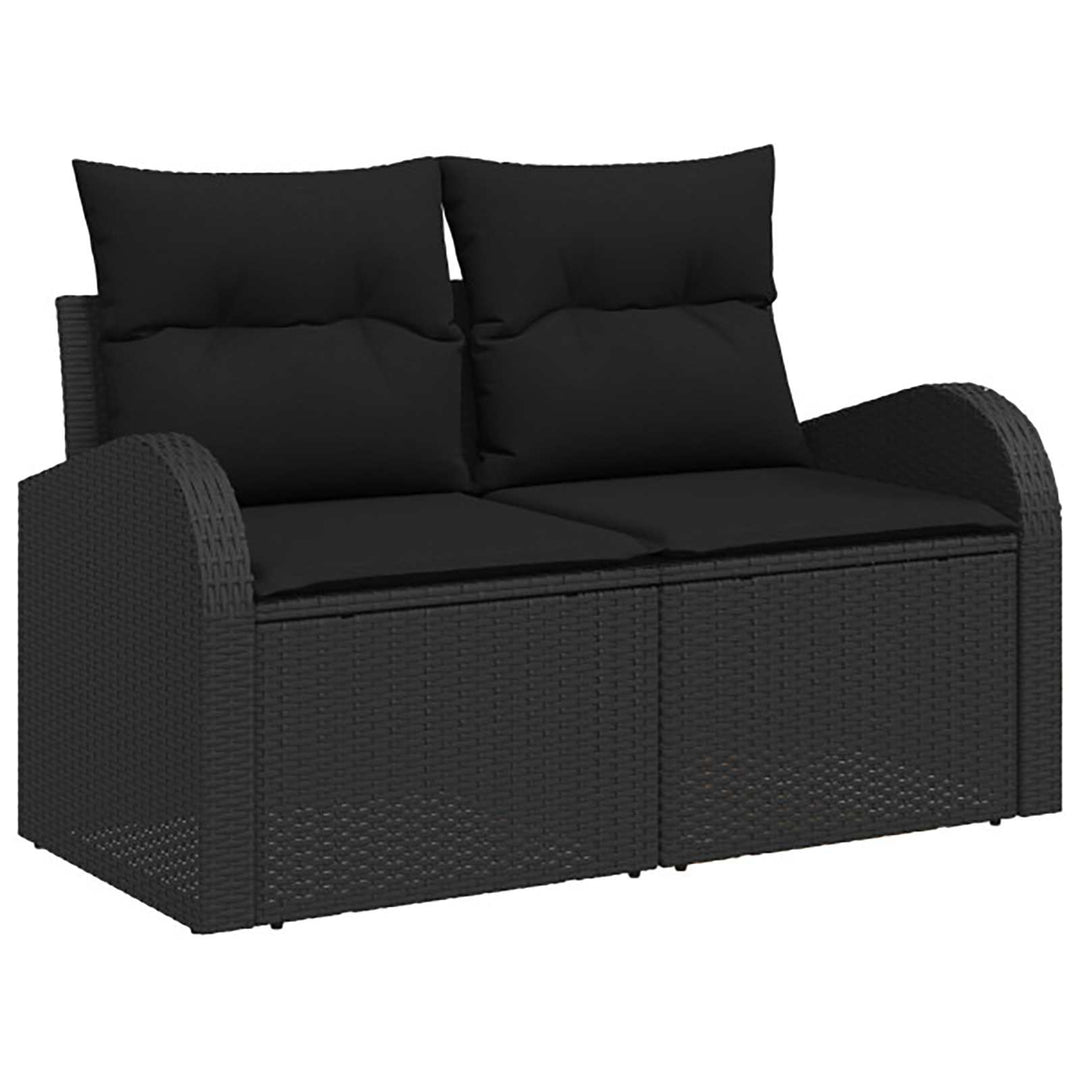 Sofa Sæt 6 stk. Sort Poly Rattan og Stål