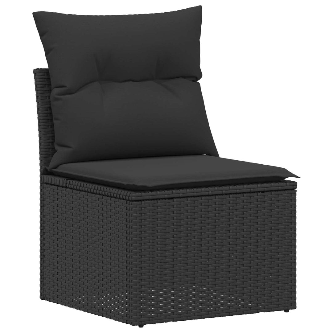 Sofa Sæt 6 stk. Sort Poly Rattan og Stål