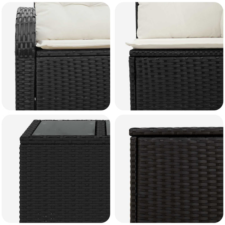 Sofa Sæt 6 stk. Sort og Cremehvid Poly Rattan og Stål