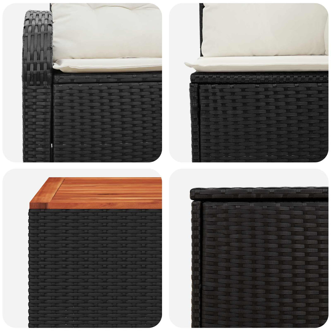 Sofa Sæt 6 stk. Sort og Cremehvid Poly Rattan og Stål