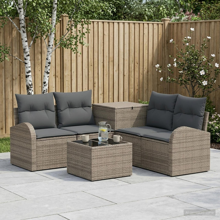 Sofa Sæt 6 stk. Grå og Mørkegrå Poly Rattan og Stål