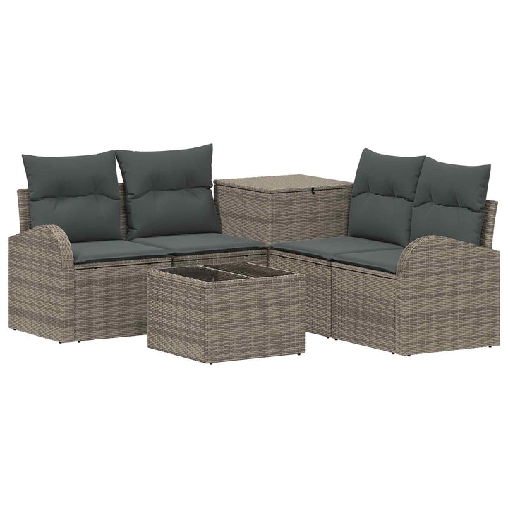 Sofa Sæt 6 stk. Grå og Mørkegrå Poly Rattan og Stål