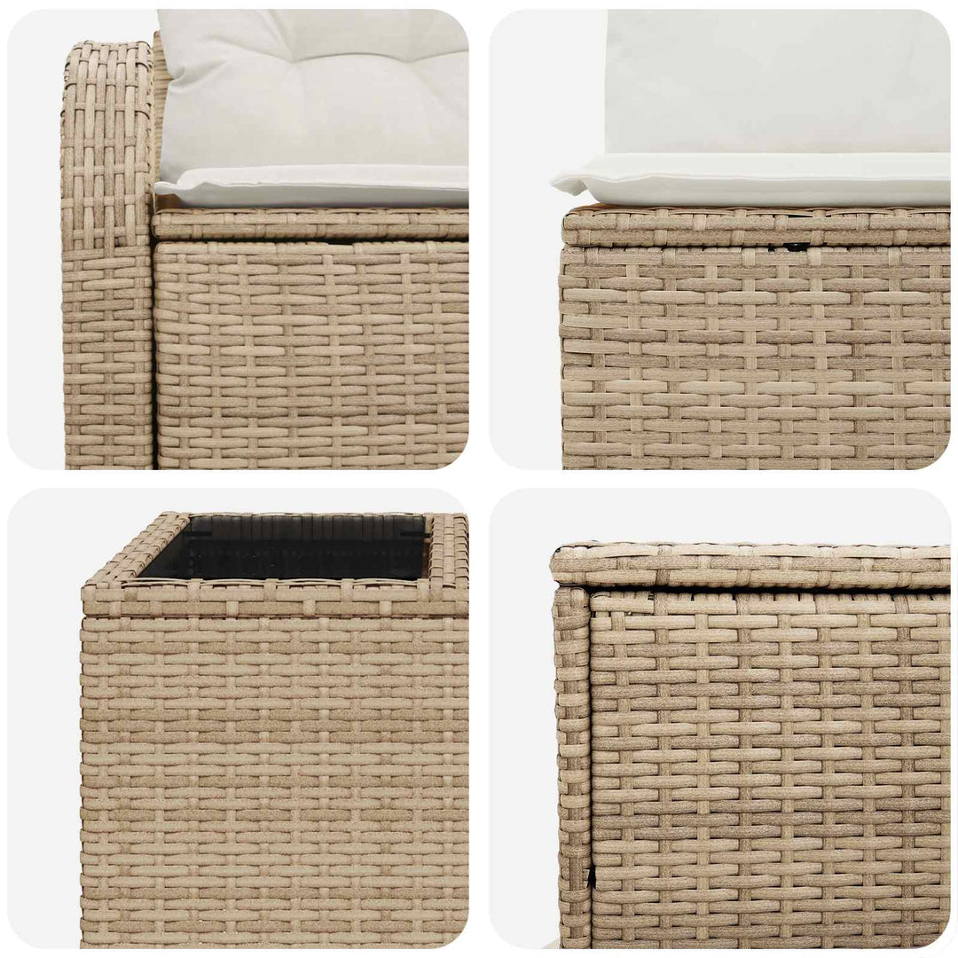 Sofa Sæt 6 stk. Beige og cremehvid Poly Rattan og Stål