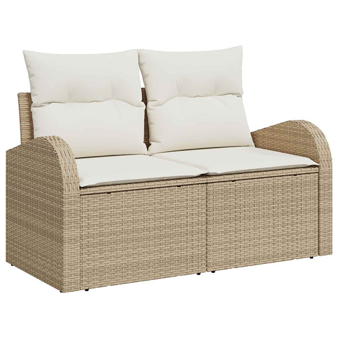 Sofa Sæt 6 stk. Beige og cremehvid Poly Rattan og Stål