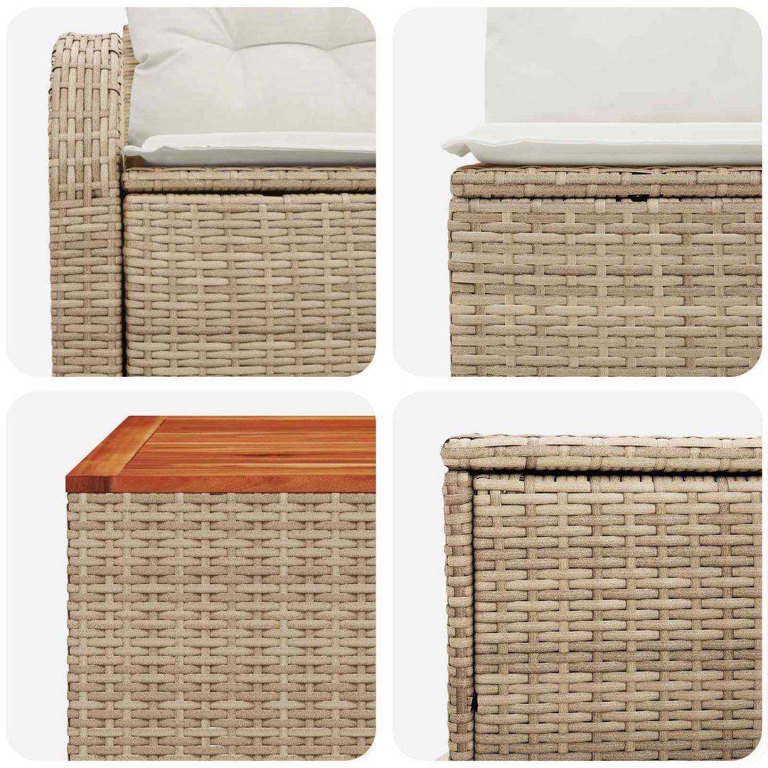 Sofa Sæt 6 stk. Beige og cremehvid Poly Rattan og Stål