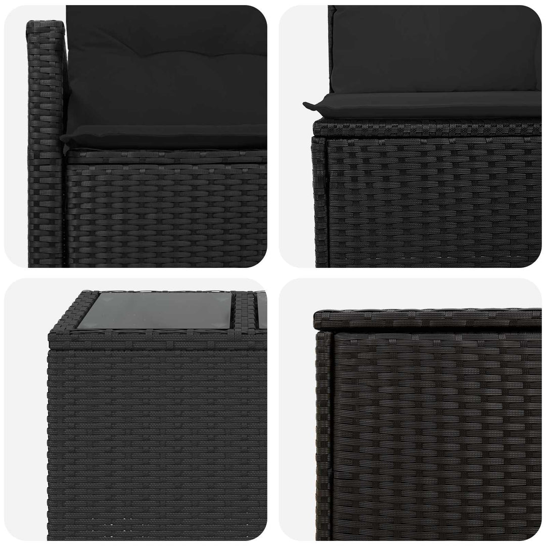 Sofa Sæt 6 stk. Sort Poly Rattan og Stål