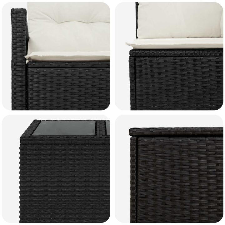 Sofa Sæt 6 stk. Sort og Cremehvid Poly Rattan og Stål