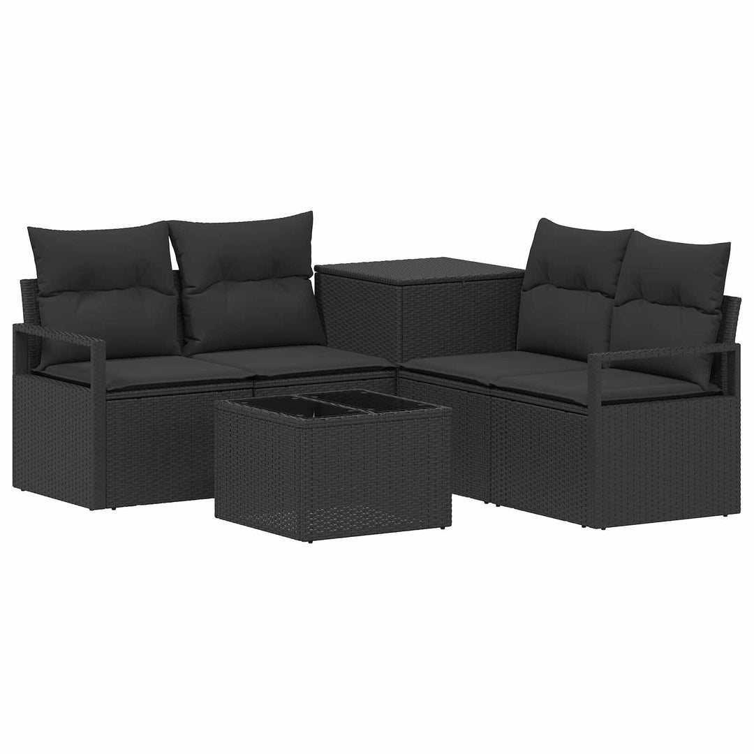 Sofa Sæt 6 stk. Sort Poly Rattan og Stål