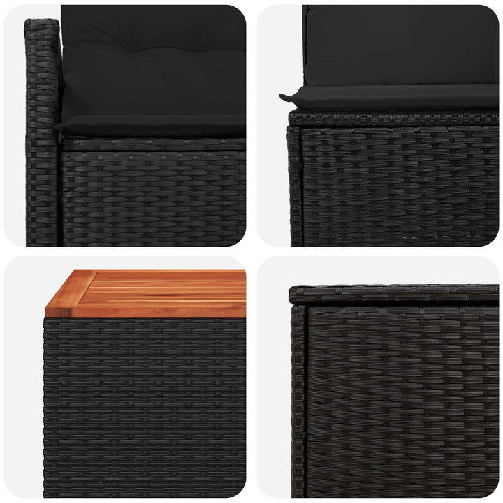 Sofa Sæt 6 stk. Sort Poly Rattan og Stål