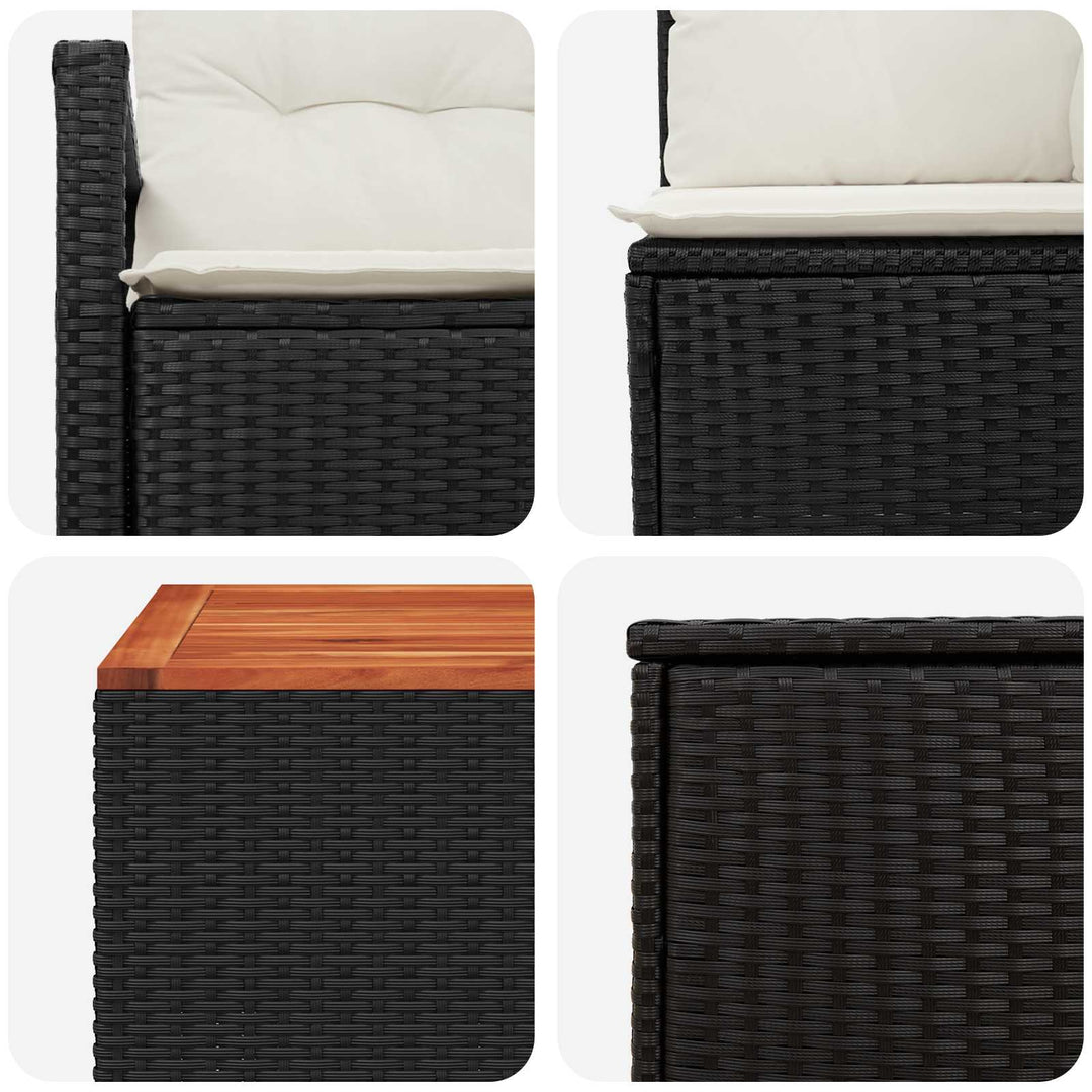 Sofa Sæt 6 stk. Sort og Cremehvid Poly Rattan og Stål