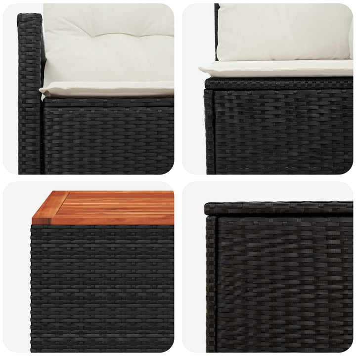 Sofa Sæt 6 stk. Sort og Cremehvid Poly Rattan og Stål