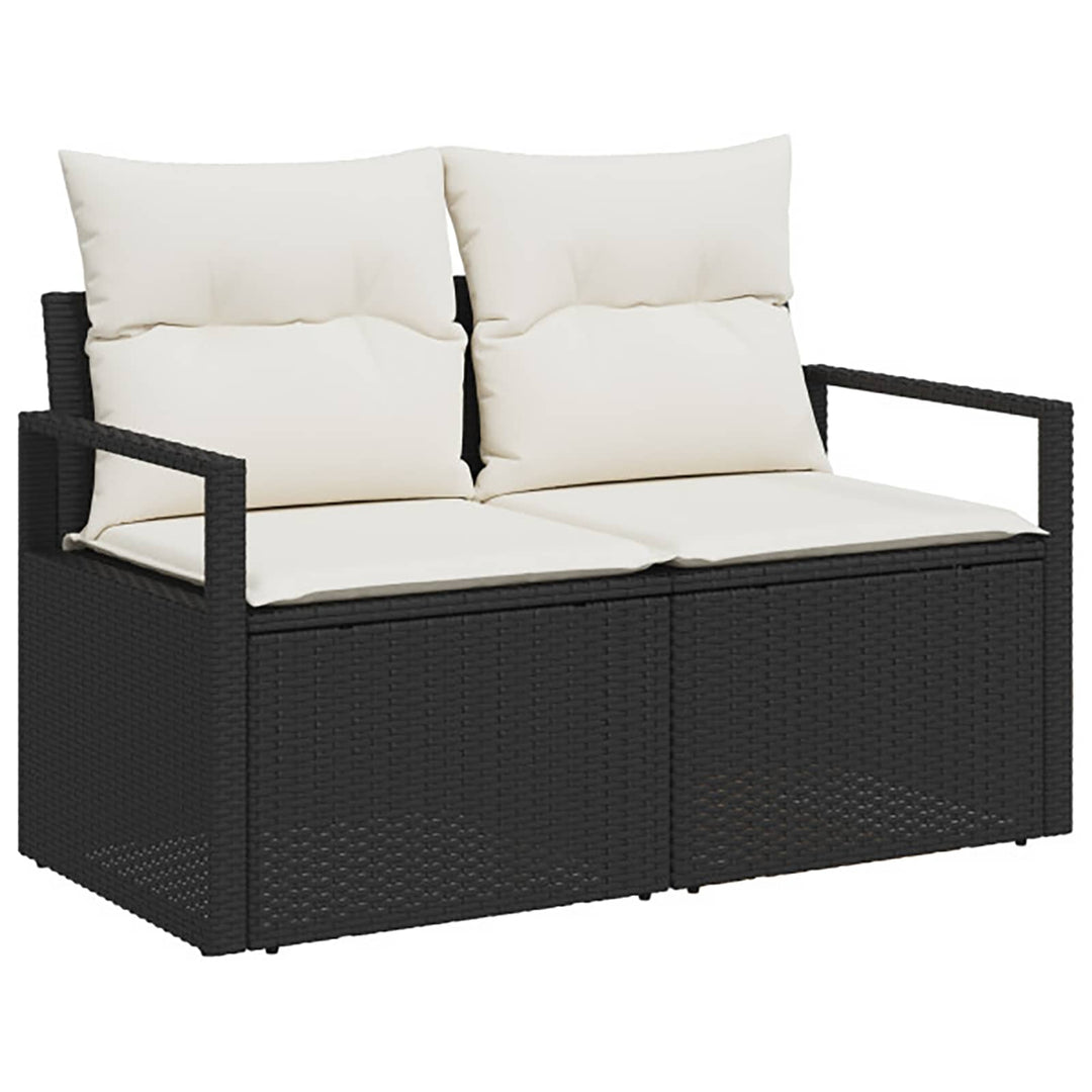Sofa Sæt 6 stk. Sort og Cremehvid Poly Rattan og Stål
