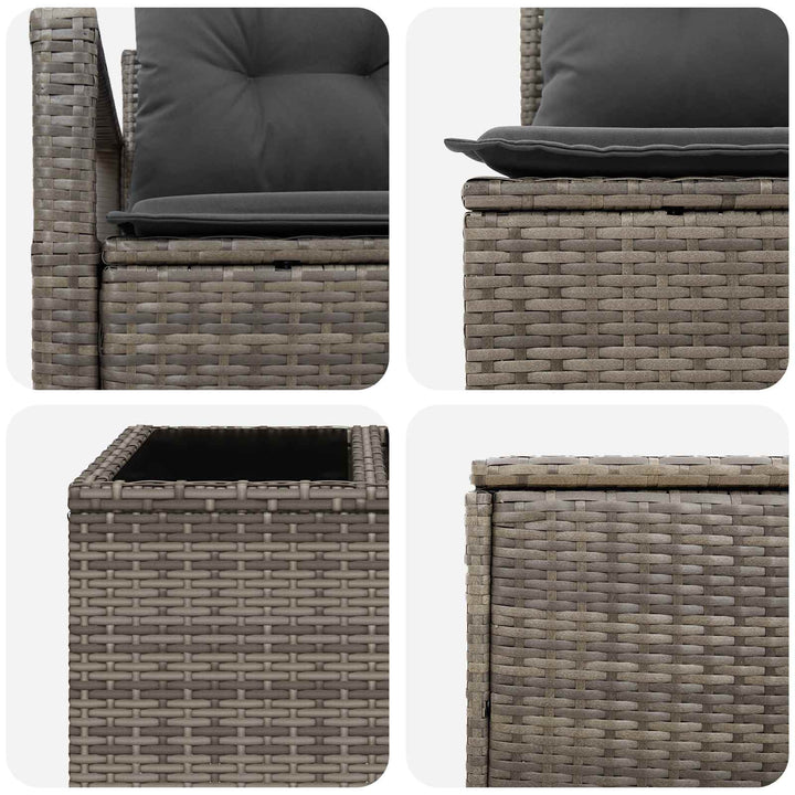 Sofa Sæt 6 stk. Grå og Mørkegrå Poly Rattan og Stål