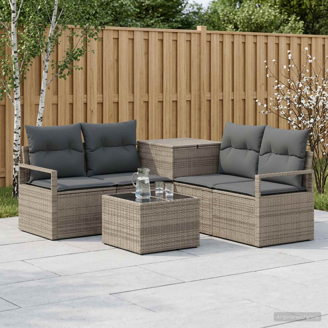 Sofa Sæt 6 stk. Grå og Mørkegrå Poly Rattan og Stål