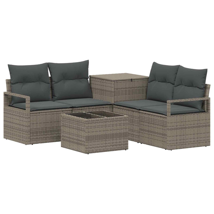 Sofa Sæt 6 stk. Grå og Mørkegrå Poly Rattan og Stål