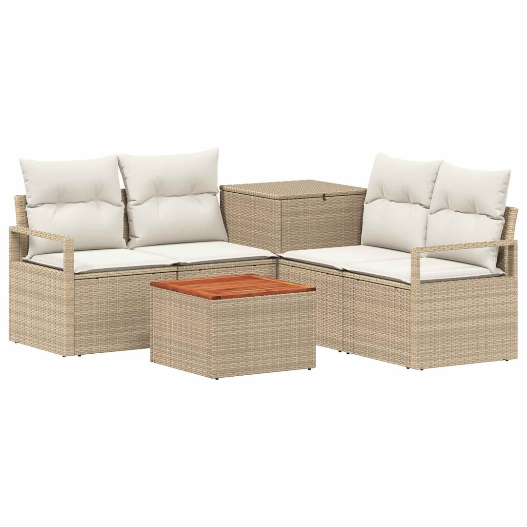 Sofa Sæt 6 stk. Beige og cremehvid Poly Rattan og Stål